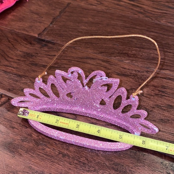 Pink glitter jeweled princess crown tiara Christmas tree holiday ornament 6.5x3” - Picture 3 of 5